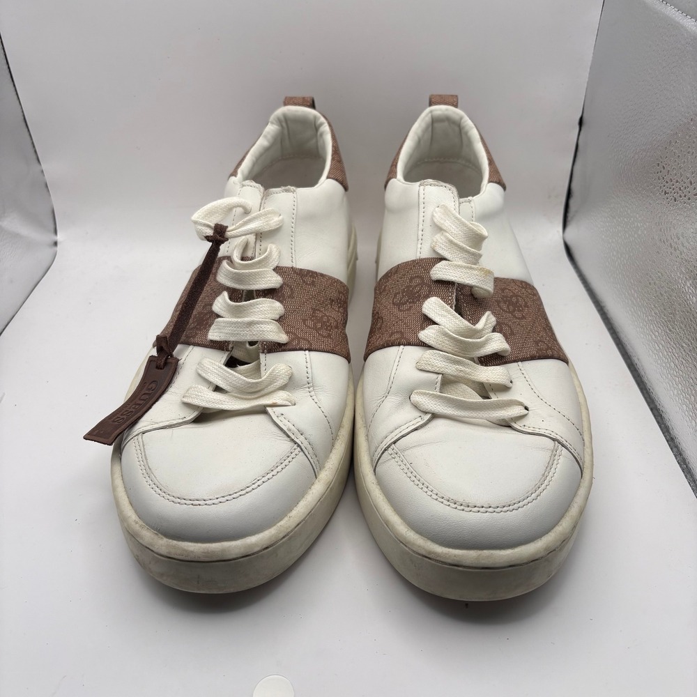 Guess Verona Mens White Leather Monogram Logo Low Top Sneakers GMVERONA2 Size 13